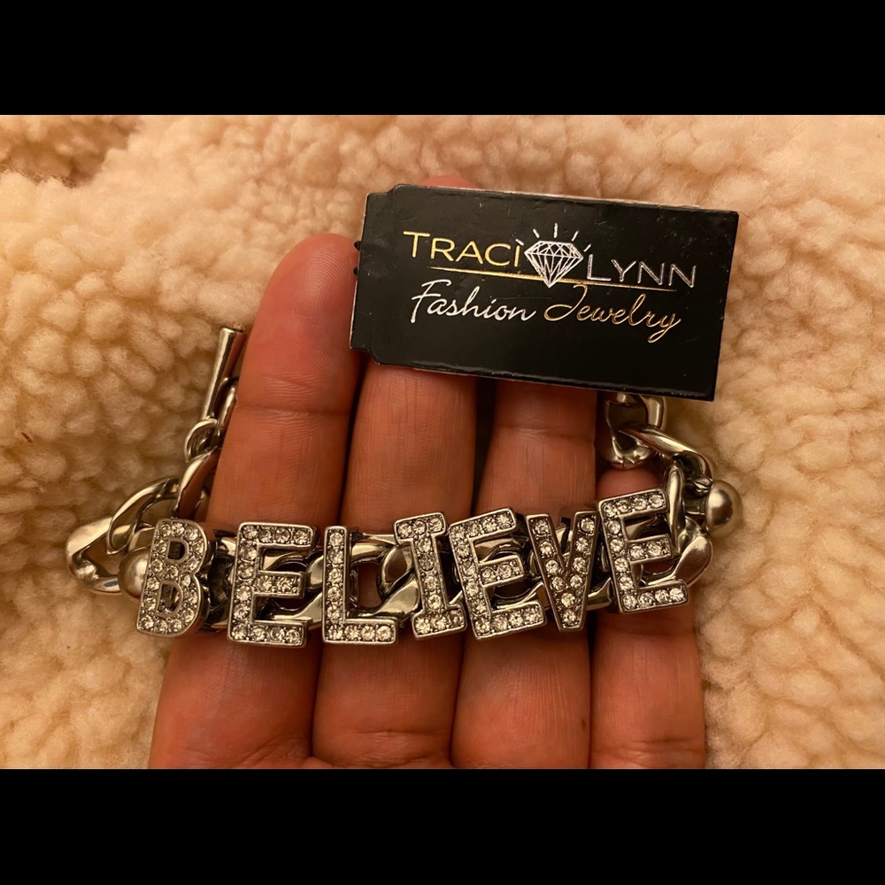 Traci Lynn ‘Believe’ Sterling Silver Bracelet